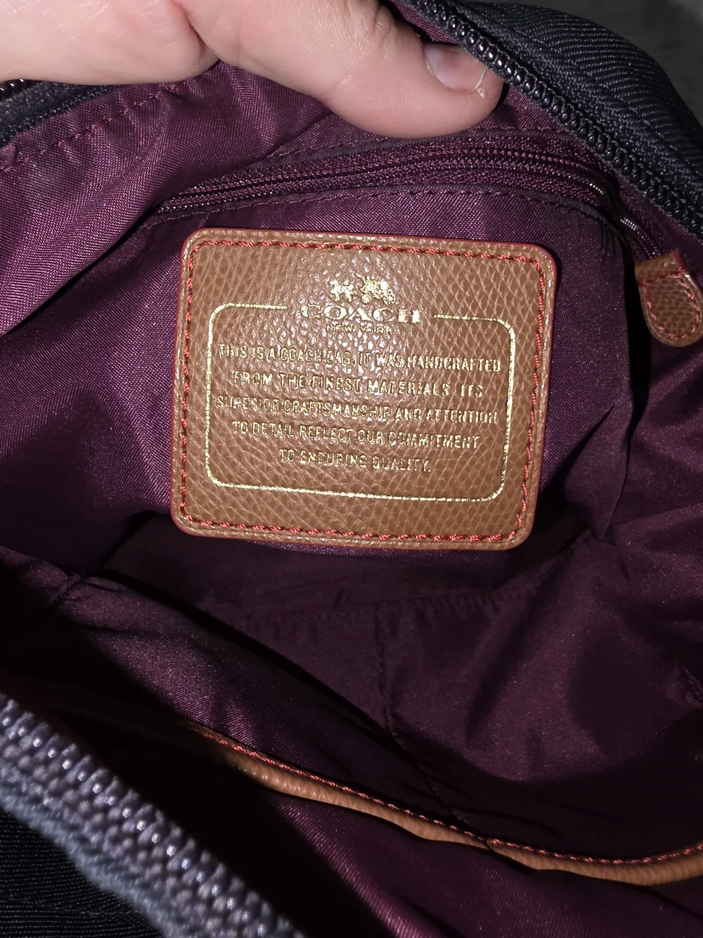 Coach Black Crossbody with Brown Trim and Gold Hardware
